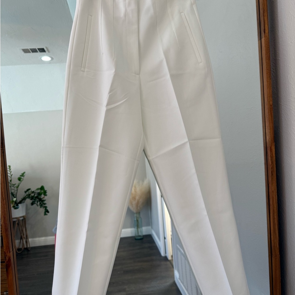 Zara Elegant White Women's Trousers Size Medium
